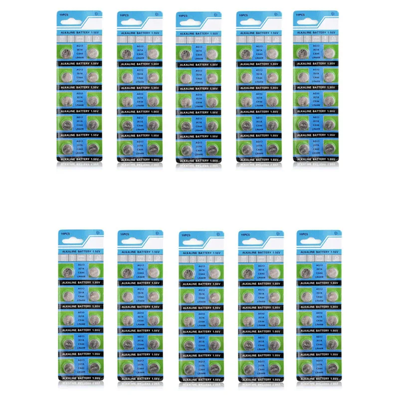 Щелочные батарейки AG13 LR44 100 R44 A76 SR1154 LR1154 G13 357 в кнопочные для камеры часов игрушек