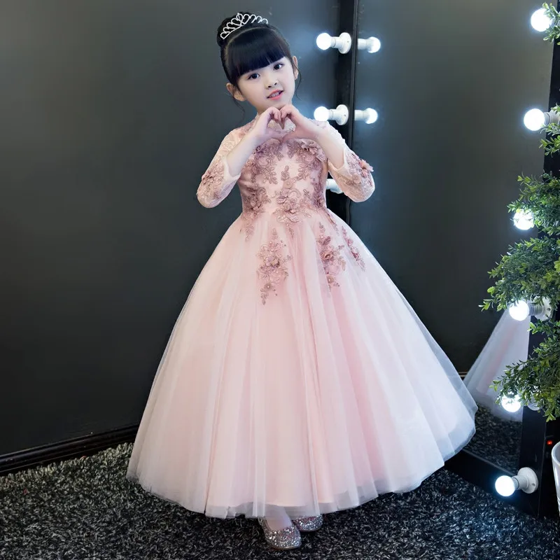 Маскарадный костюм для маленьких девочек, бальное платье на день рождения и свадьбу, платье красного, винно-розового цвета для девочек, детские длинные кружевные платья для рождественской вечеринки