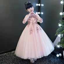 Маскарадный костюм для маленьких девочек, бальное платье на день рождения и свадьбу, платье красного, винно-розового цвета для девочек, детские длинные кружевные платья для рождественской вечеринки