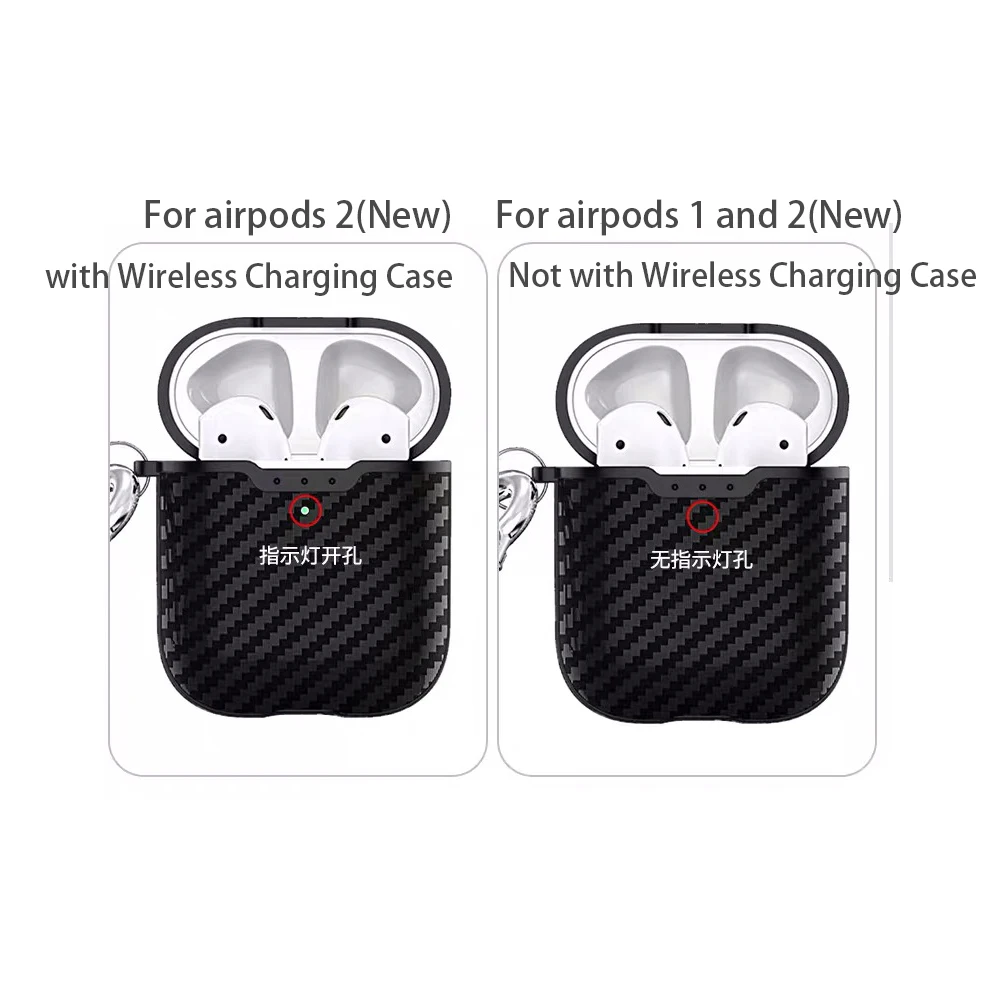 For airpods case New with Wireless Charging Case headphones case Box cover Carbon Fibre texture design case For airpods 1 and 2