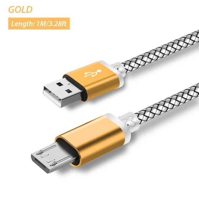 9 мм Кабель зарядного устройства микро-usb удлиненный разъем Micro-usb для Leagoo M13/B13/M9/M8 Pro/T8 power DOOGEE N10 HOMTOM зарядки - Цвет: Gold Cable Only