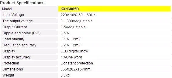 KXN-3005D 900 Вт высокой мощности-Мощность DC Мощность 300V 5A Регулируемый цифровой Мощность Питание Автомобильное оборудование для технического обслуживания и ремонта