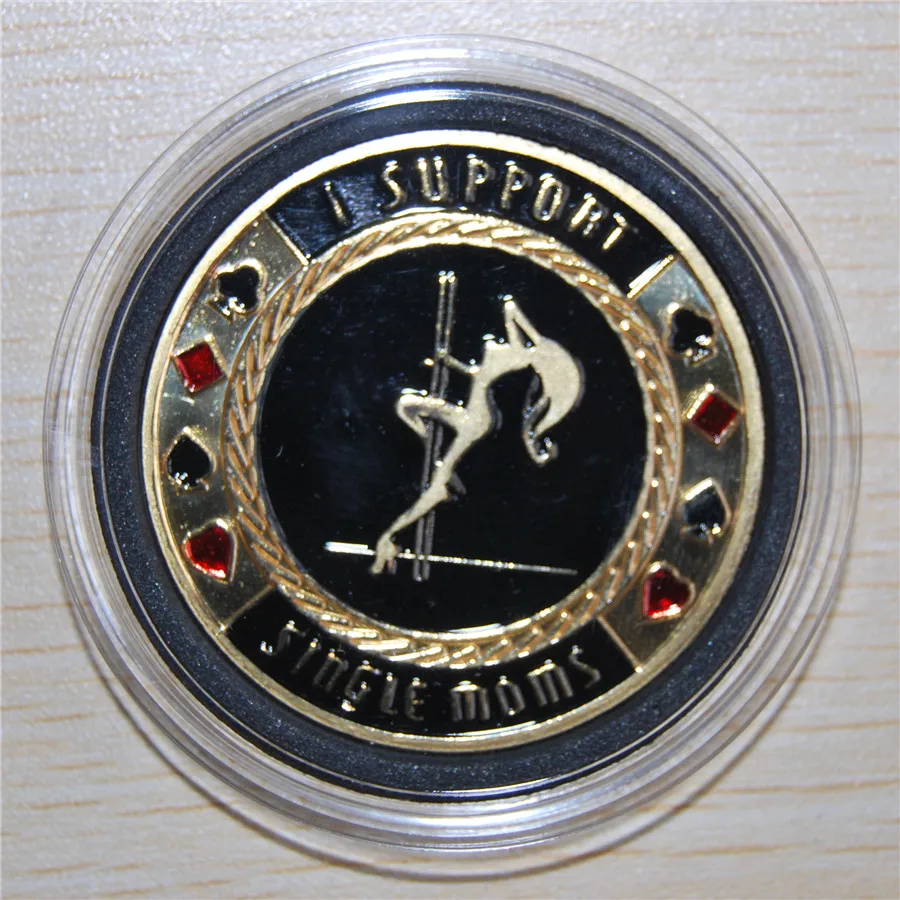 

Free Shipping 3pcs/lot,I Support Single Moms Funny Stripper Offensive Strip Club Bachelor Party Poker coin