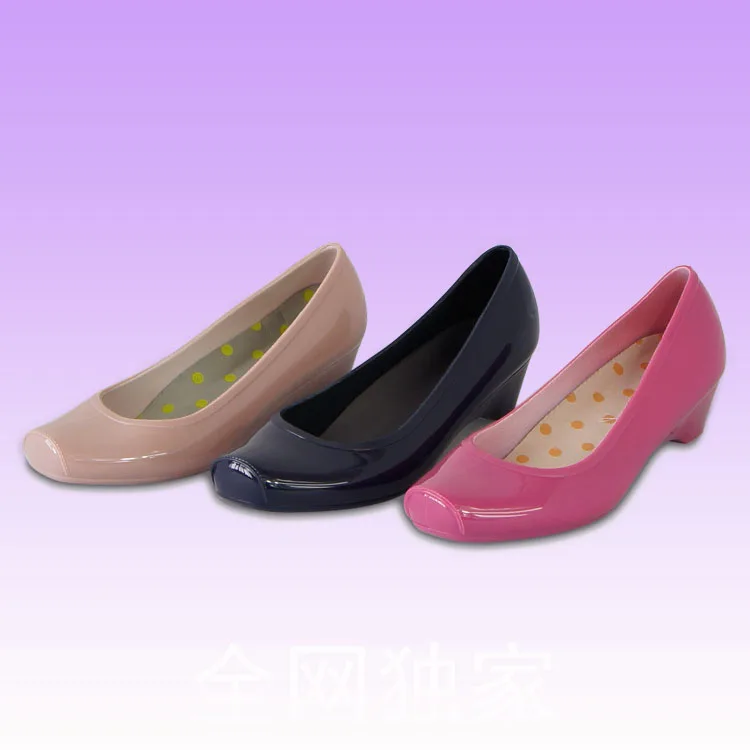 SWYIVY Woman Rainboots Plastic Jelly Shoes 2018 New Candy Color Female Waterproof Casual Shoes Wedge Low Cut Rain Boots Woman