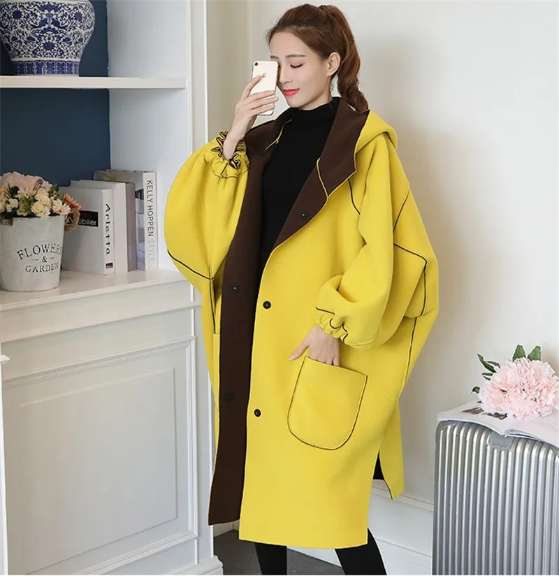 Perfect Woolen Jacket Female Fashion Long Two Sides Wear Wool Coat Winter Loose Large Size Bat Sleeve Casual Jacket Pregnant Women Coats 8