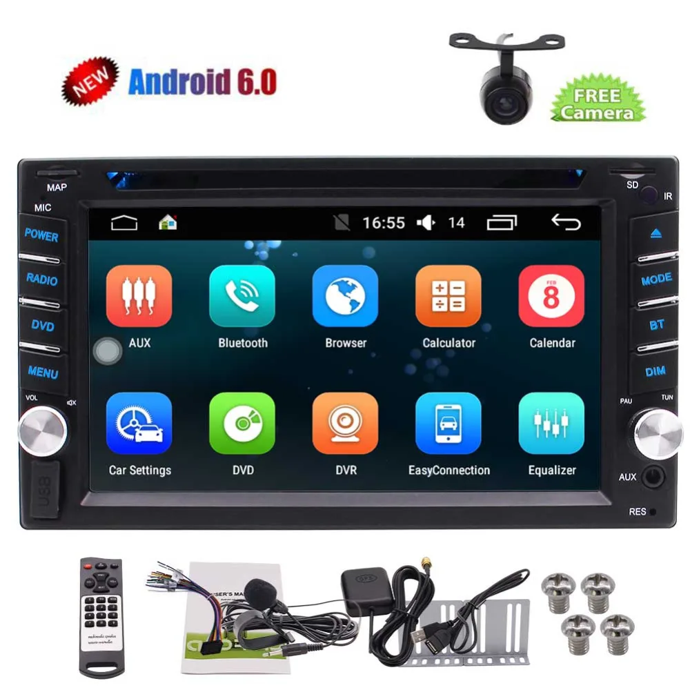 EinCar 2 Din Android 6.0 Car Stereo DVD Player support FM/AM/RDS Radio Tuner/Steering Wheel Control/GPS Navigation/Navi Map | Автомобили и