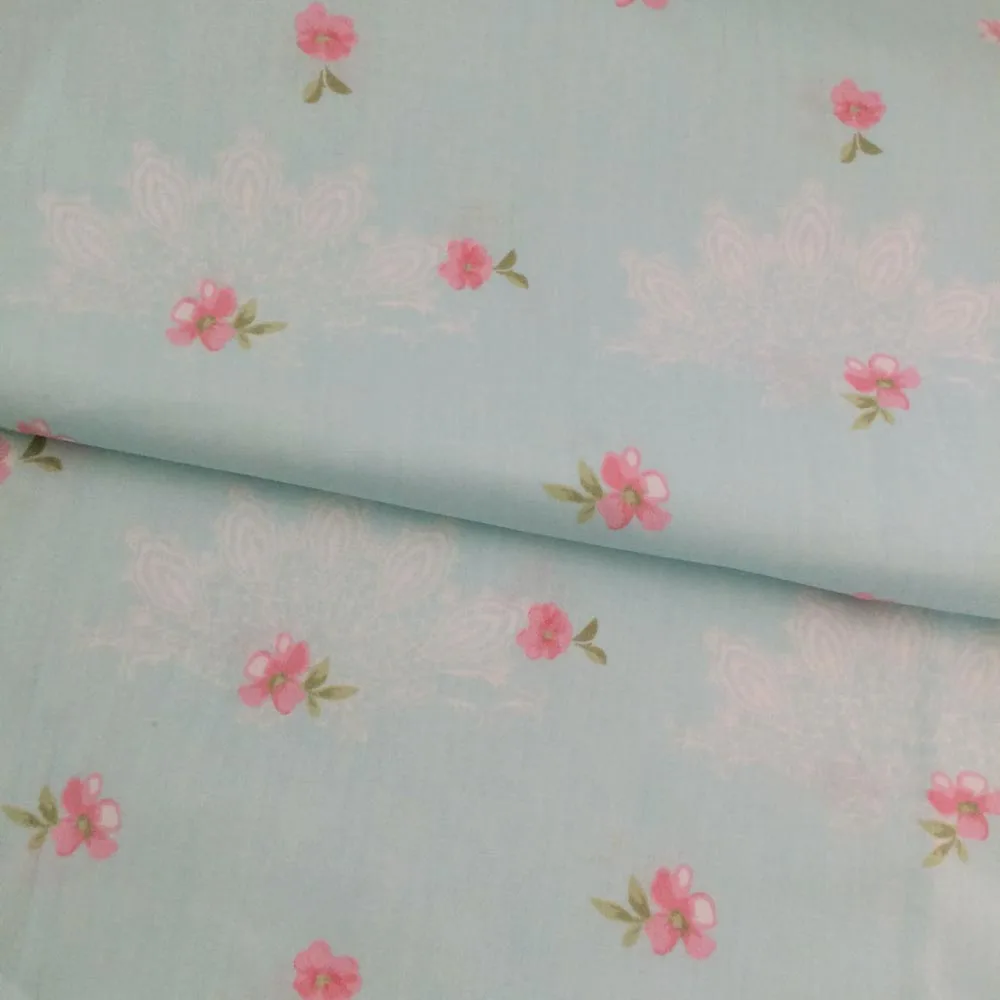 Хлопок свежий элегантный синий цветочный пасторальный цветок саржа ткань DIY для детей постельные принадлежности платье потертая шикарная занавеска telas ткани