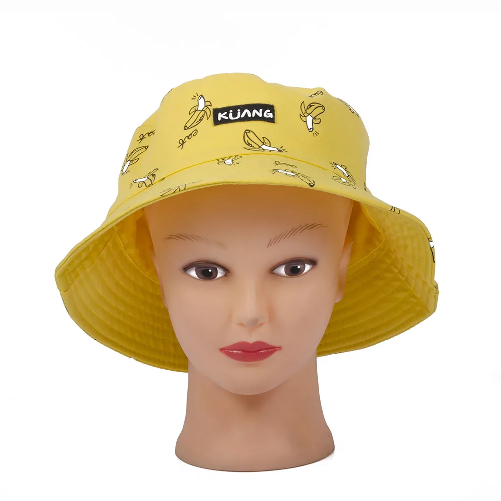 Unisex Hip Hop Outdoor Sports Summer Ladies Cotton Banana Hat Bob Caps Beach Sun Fishing Bucket