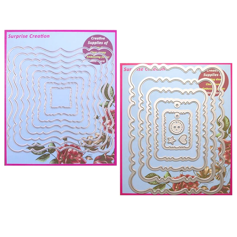 

Surprise Creation 2-Set Combination dies Wave Squares & Vintage frame Cardmaking & Scrapbooking