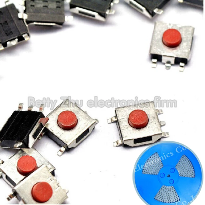

1500PCS/REEL 6*6*3.1 five 5 pin SMD micro button switch notebook switch 6 * 6 * 3.1 MM red head tact Switch waterproof copper