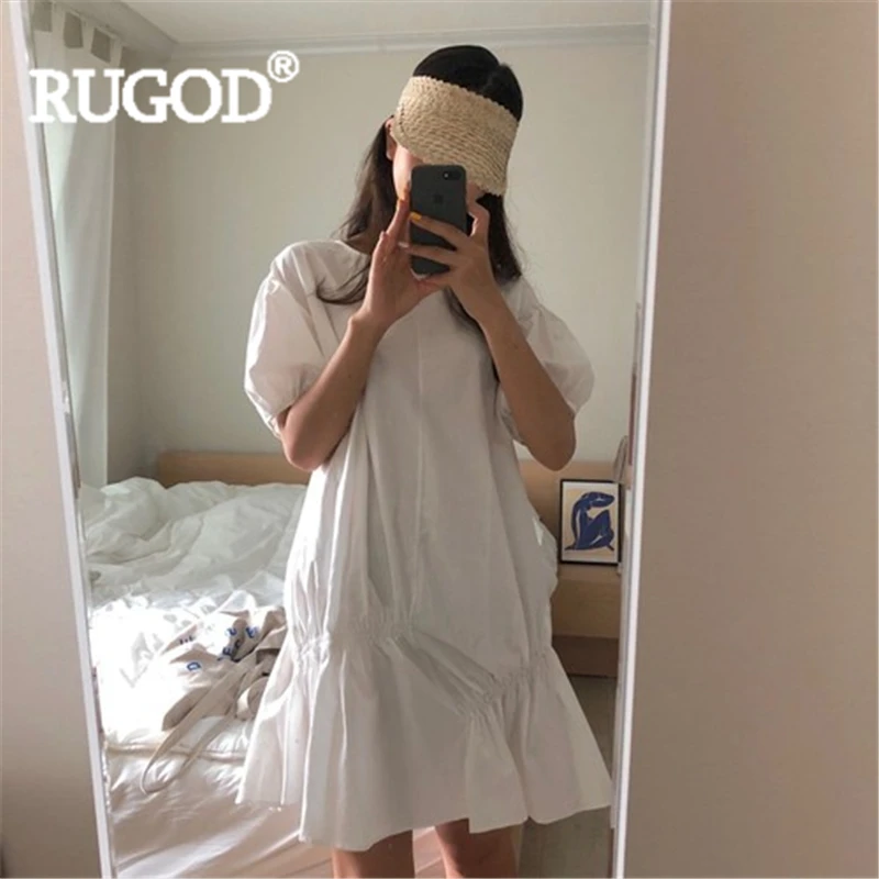 Платье RUGOD женское длинное с рукавом фонариком плиссированное до колена в
