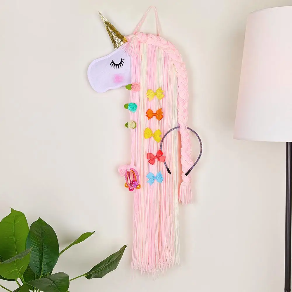 Fioday New Unicorn Hanging Storage Belt for Girls Hair Clips Barrette Hairband Organizer Strip Hold