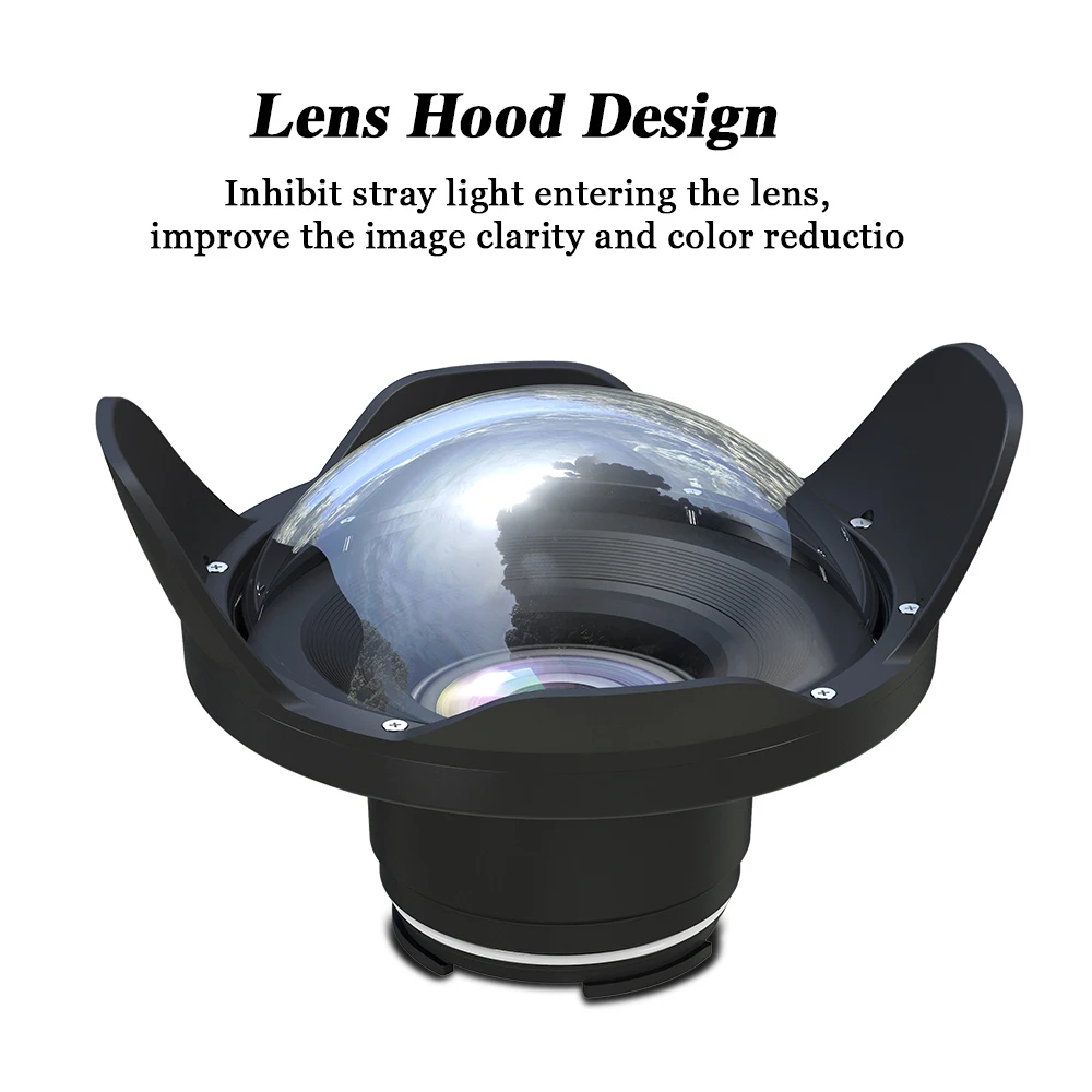  Underwater 40m Photography Wide Angle Lens Dome Port For Canon M3 11-22mm 22mm 18-55mm Housing Case Camera Fisheye Filter Hood