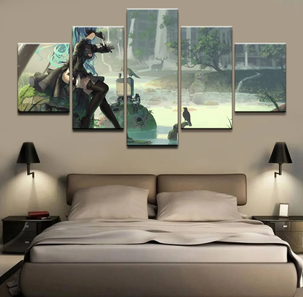 

5 Panel Canvas Print Game Poster NieR Automata YoRHa Modern Decor Painting Picture Wall Art Home Decorative Bedroom Artwork