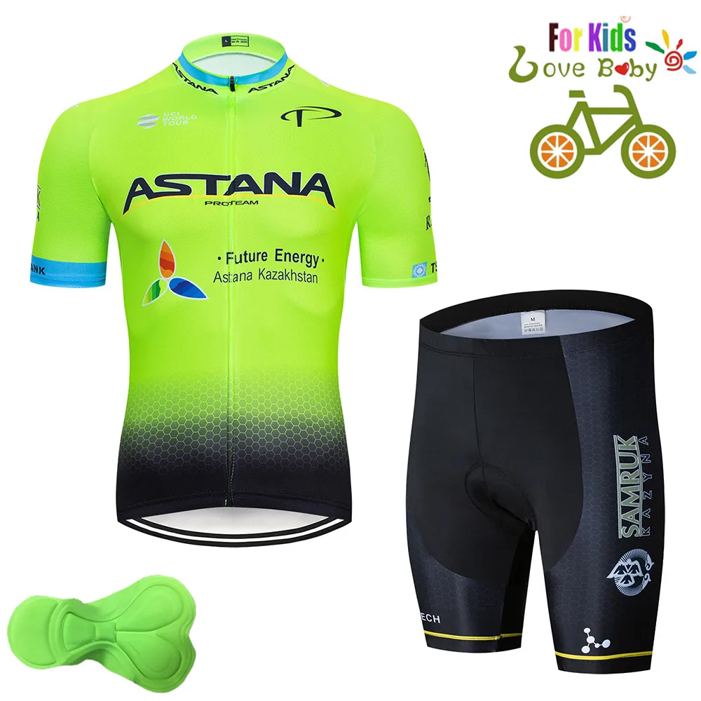 

Astana 2019 Boys Cycling Clothing Suit MTB Clothing Bicycle Breathable Anti-UV Summer Short Sleeve Bicycle set