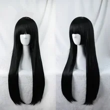 80 см/31," японское аниме Hell girl Косплей парик женский Enma Ai длинные прямые черные волосы парик костюмы