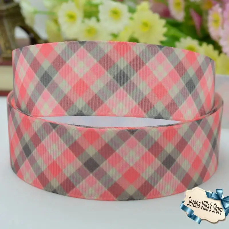 

Gingham party decoration diy crafts accessories 22mm birthday character printed grosgrain ribbon 50 yard 7/8 bow material