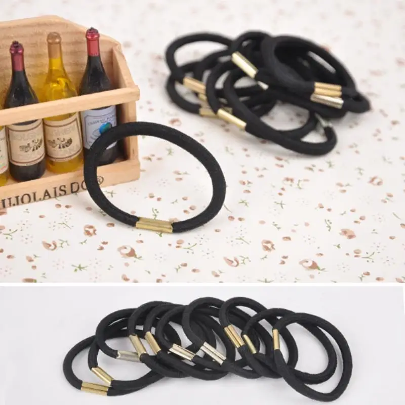 Mayitr 10pcs Black Nylon Ponytail Holder High Quality Elastic Hair Ties Rope Ring Rubber Brand New