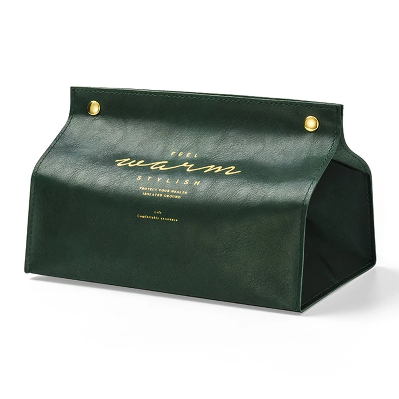 Шикарная коробка контейнер ткани ПУ кожа дома полотенце бумажные салфетки сумка держатель коробка чехол украшение стола - Цвет: Зеленый