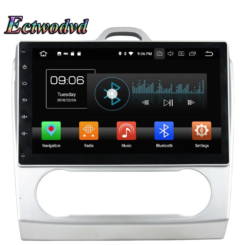 Excellent Ectwodvd Octa Core 4G RAM 64G ROM Android 9.0 Car Multimedia DVD Player GPS HeadUnit for Ford Focus 2007 2008 2009 2010 2011 AT 12