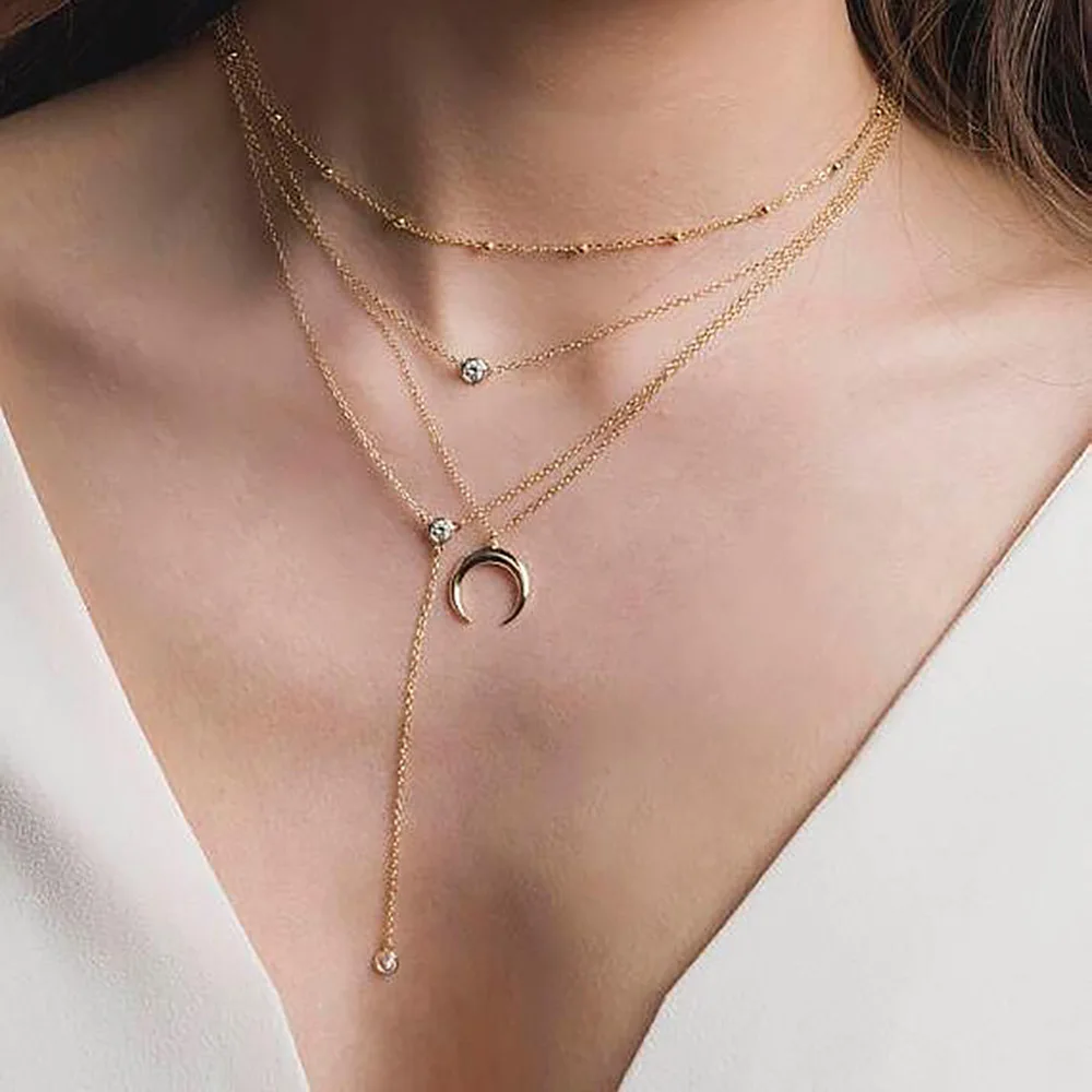 MAA-OE богемное многослойное ожерелье с подвеской s для женщин модное Золотое геометрическое Очаровательное ожерелье в виде цепи, ювелирные изделия оптом