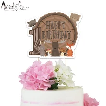 Лесные животные тема вечерние бумажный Топпер на торт серии 2 с днем рождения душ украшения на заказ Персонализированные торт Топпер