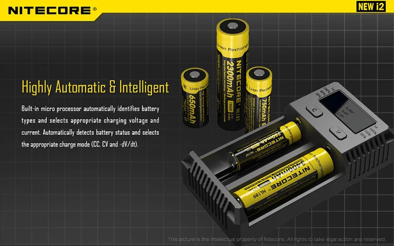 Новая версия Nitecore i2 автоматический умный совместимый универсальный аккумулятор 18650 зарядное устройство AA для портативного освещения