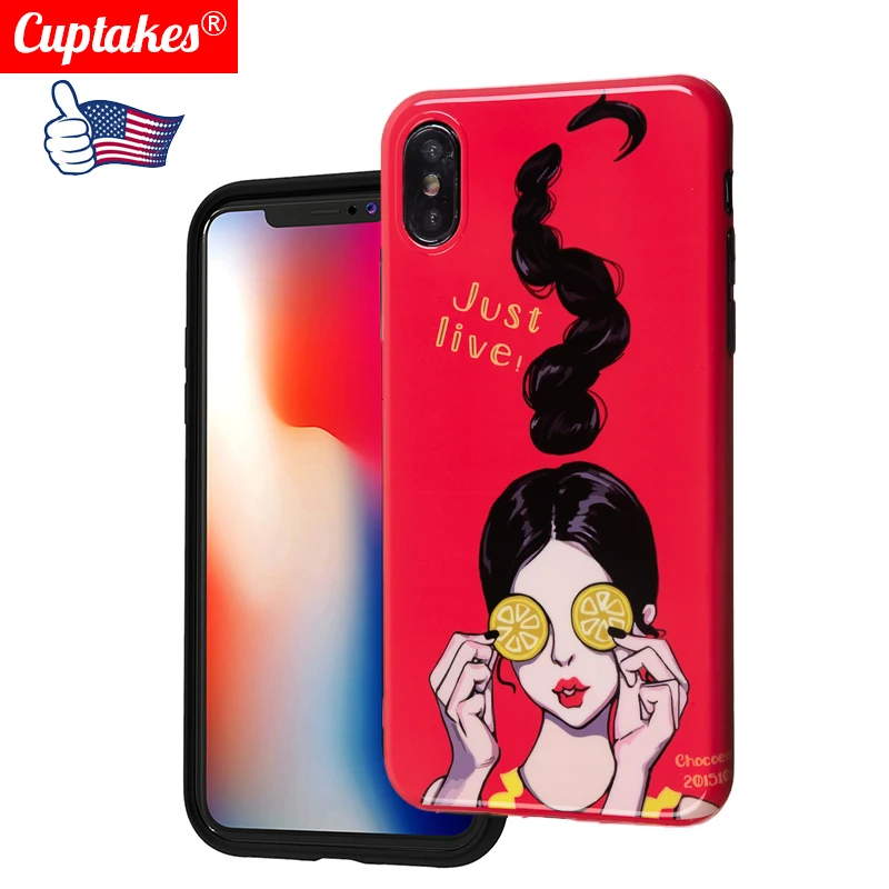 Чехол для телефона Just Live Red Girl винтажный iphone X XS MAX XR 6 s 7 8 Plus оранжевый полная задняя