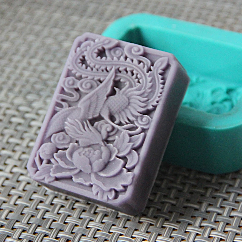 Китайский рисунок Феникса DIY силиконовая форма для мыла ручной работы для формирования 3D формы эллипс круглая квадратная форма подарок