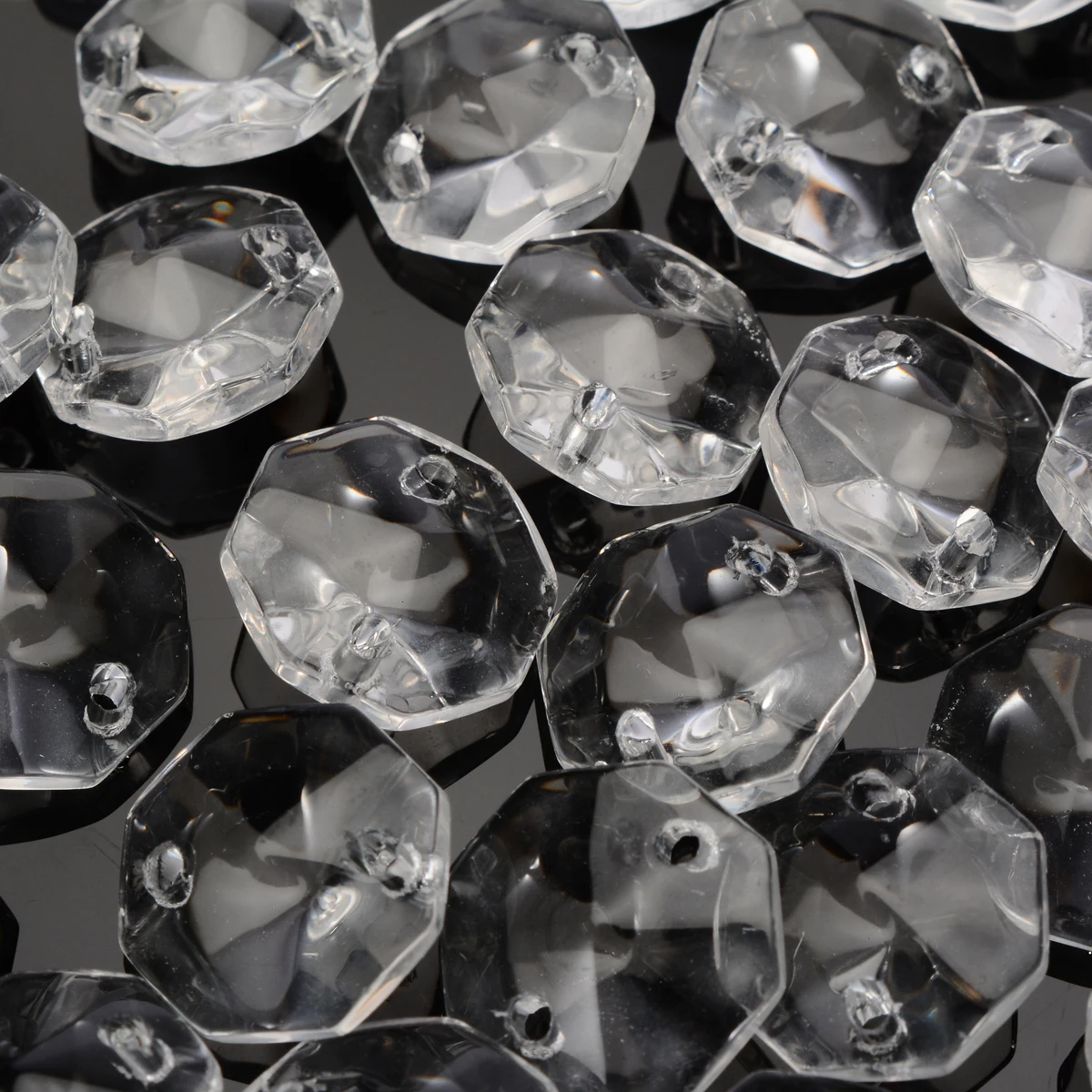 20 PCS  Crystal Glass Chandelier Part Prisms Octagonal Beads Decor 14MM Pip BHCA 