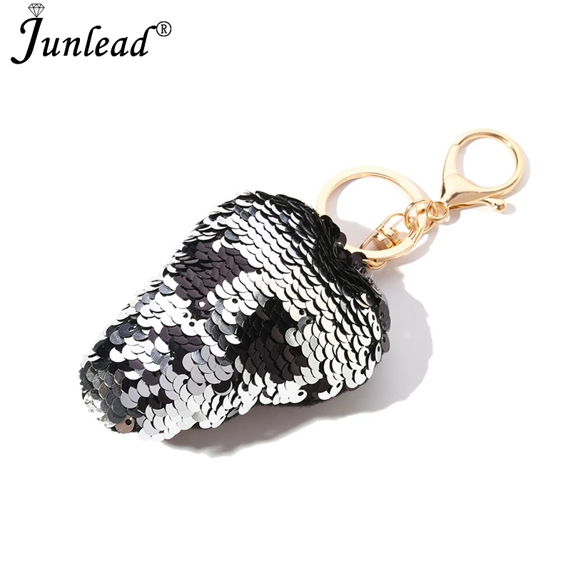 

Junlead Charms Blingbling Car Phone Bag Pom Pom Sequins Glitter grimace Key chain Pendant for Girls Decoration Jewelry Accessory