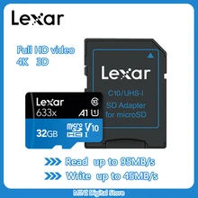 Lexar micro sd 128 ГБ Class10 UHS-I 16 Гб оперативной памяти, 32 Гб встроенной памяти, слот для карт памяти Макс 95 м/с 64 gb 633x cartao de memoria карты памяти