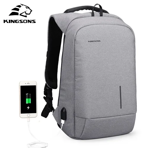 

Kingsons 13'' Laptop Backpack External USB Charging Bag Large Capacity Fashion School Backpack Men Women Travel Bag KS3149W