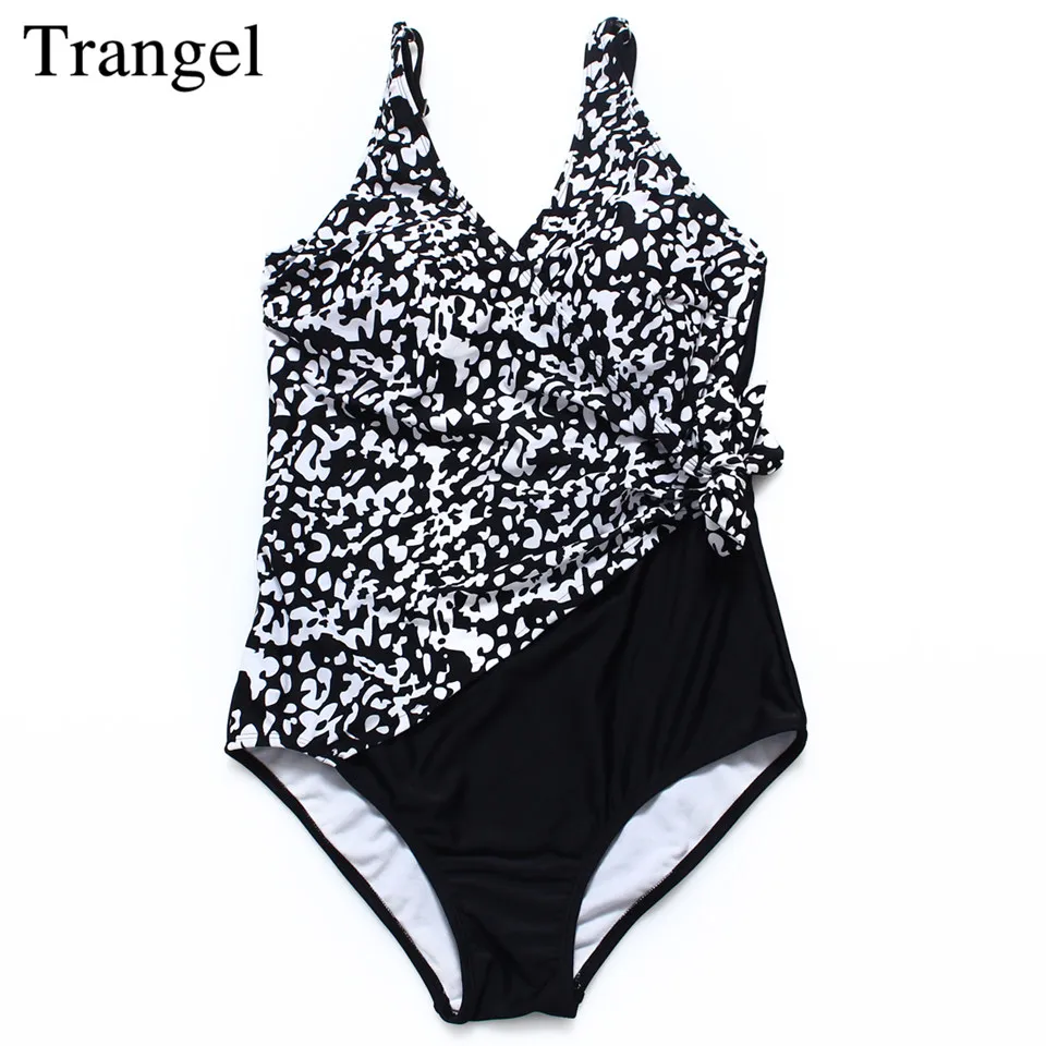 

Trangel one piece swimwear women print swimsuit plus size bathing suit push up swimwear halter monokini patchwork bodysuit