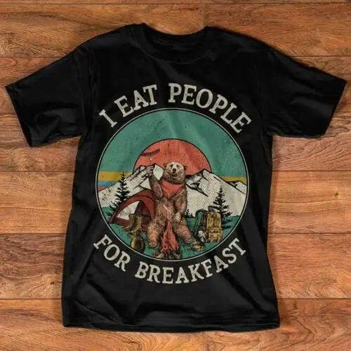 Мужская хлопковая футболка Bear I Eat People для завтрака S-6XL и женская модная унисекс