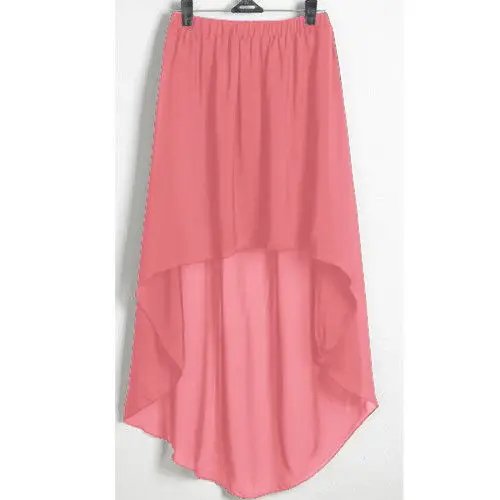 Индивидуальные черные шифоновые женские Asym юбки с эластичной талией, асимметричная юбка макси с высоким низом, красный фиолетовый зеленый синий розовый