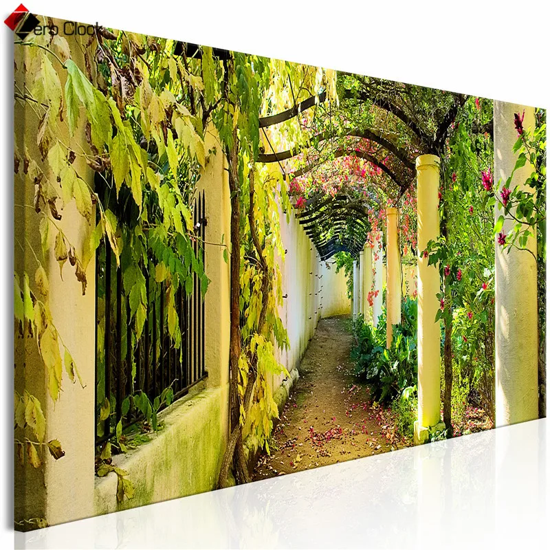 

Garden Poster Green Botanical Print Courtyard Scenery Canvas Painting Nature Wall Art Decorative Wall Pictures for Living Room