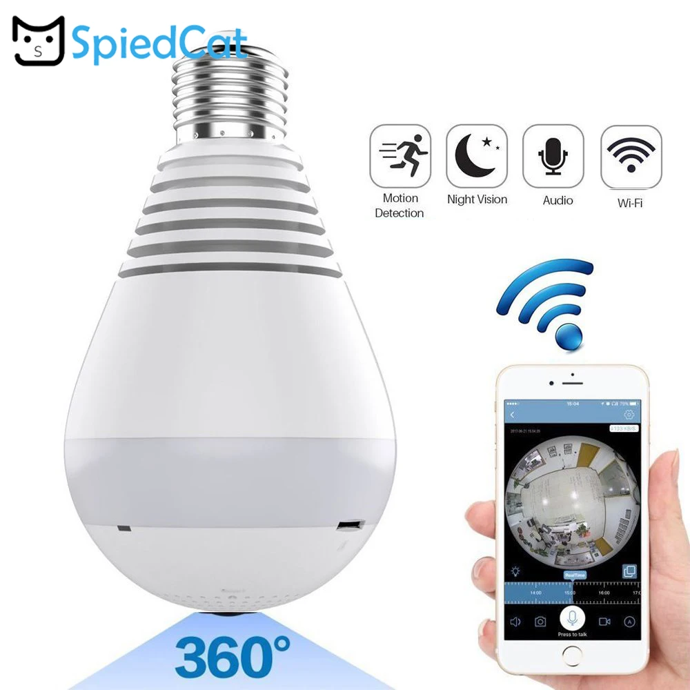 1080 P Wi Fi IP лампа Беспроводной HD Home Security Камера панорамная лампочка светодиодный