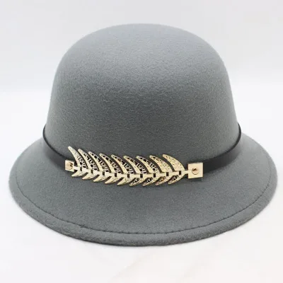 New 9 Colours Winter Autumn Imitation Woolen Fedoras Cap Basin of Dome Woolen Cloth Hat Female Cloth Basin Cap Fedora - Цвет: grey