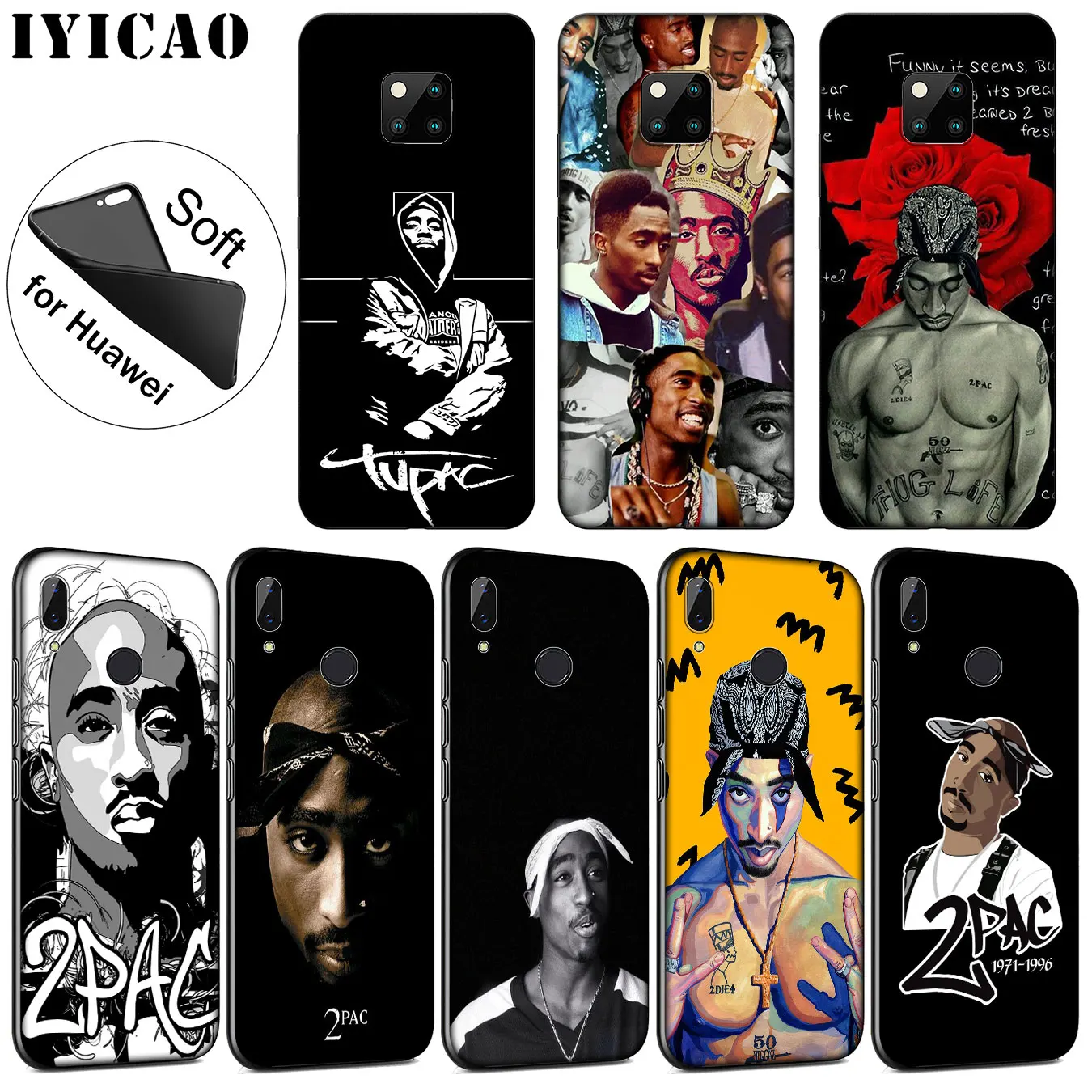 IYICAO 2pac Тупак раппер Мягкий силиконовый чехол для телефона huawei mate 30 20 10 Pro Lite Nova 5I 4 3i