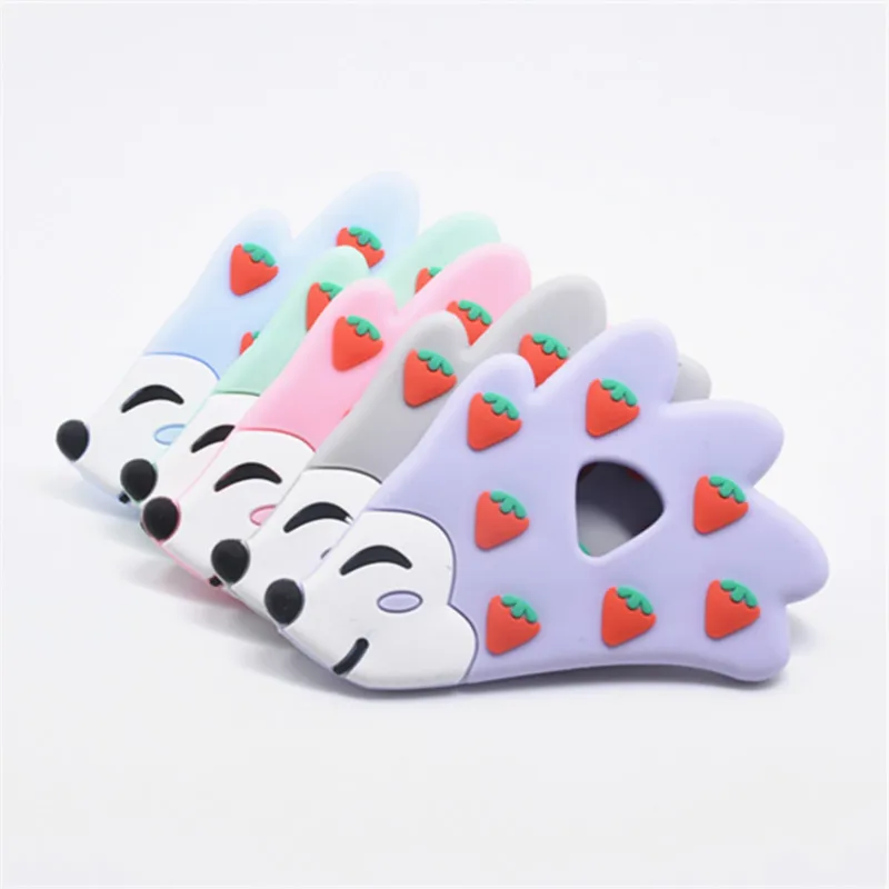 

5 PCS Silicone Baby Teething Hedgehog Strawberry DIY Teething Children's Goods Food Grade Silicone BPA Free Baby Teether