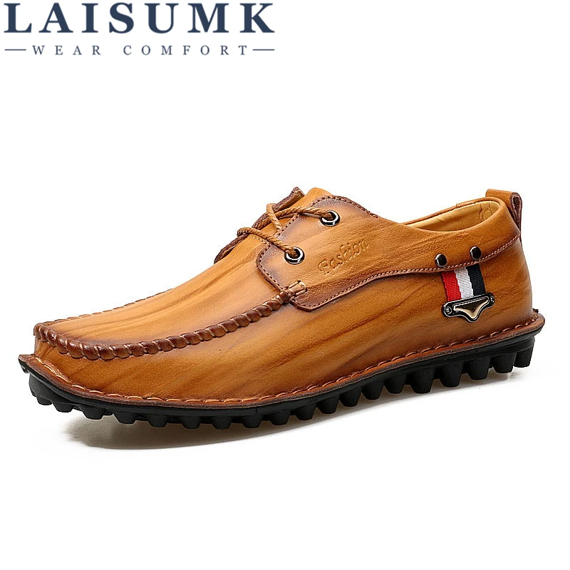 

LAISUMK Brand Leather Fashion Men Shoes Handmade Summer Spring Autumn Brand High Quality Men Oxfords Shoes