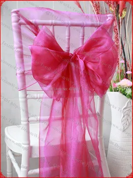 

NO.74 Raspberry-Fuchsia Organza Chair Hoods/Chair Caps/Chair Cover Sash For Wedding Event&Party&Home&Banquet Decoration Textile