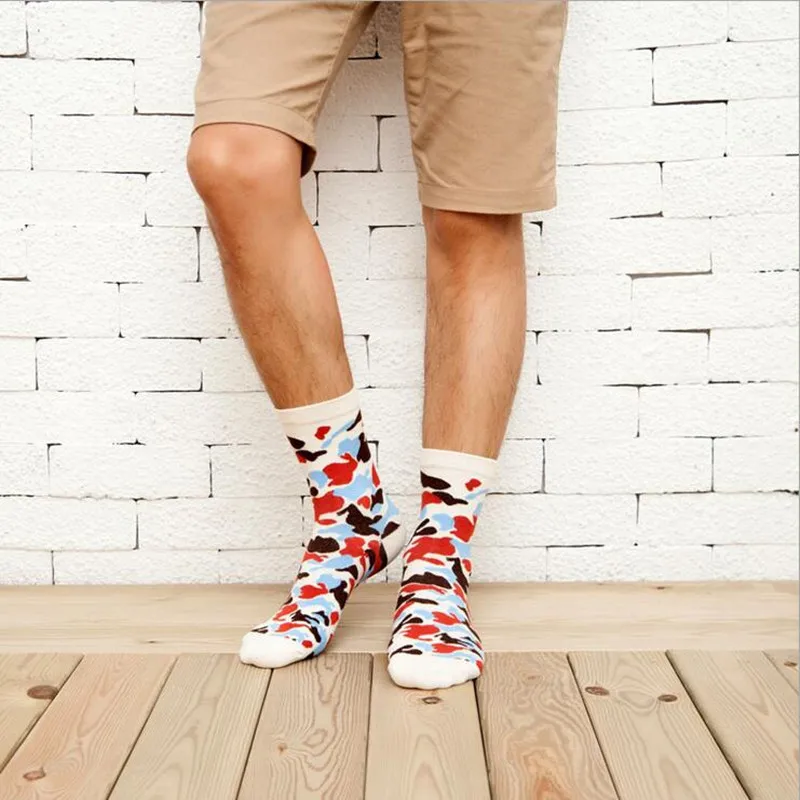 1 пара, модные мужские камуфляжные носки, хлопковые хип-хоп носки для скейтеров для мужчин, повседневные хлопковые носки для мужчин, Meias Chaussette Calcetines