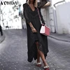 VONDA Summer Sexy White Lace Dress 2022 Women V-Neck Dot Hollow Asymmetrical Hem Dress Bohemian Holiday Vestidos Plus Size S-5XL ► Photo 2/6