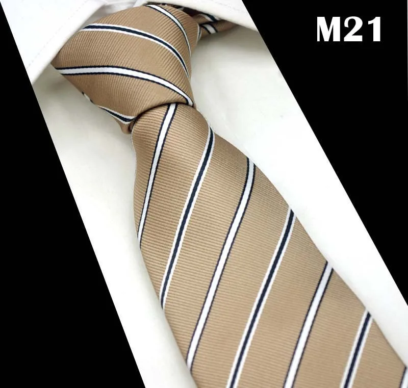 

SCST Brand Cravate Classic White Striped Print Apricot Silk Ties For Men Tie Mens Wedding Neckties Slim Necktie Gravata CR034