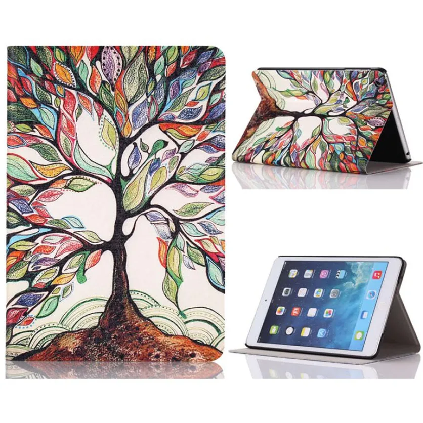 LUCKBUY mini 4 Case Tablet Life Green Tree Design Stand PU Leather Case