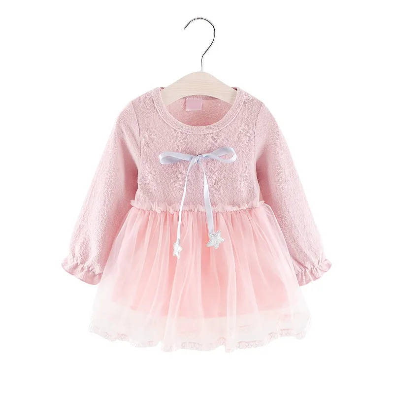 

2019 Spring Baby Kids Girls Mesh Dress Long Sleeve Princess Tutu Dresses Fashion Tulle Dress Popular.