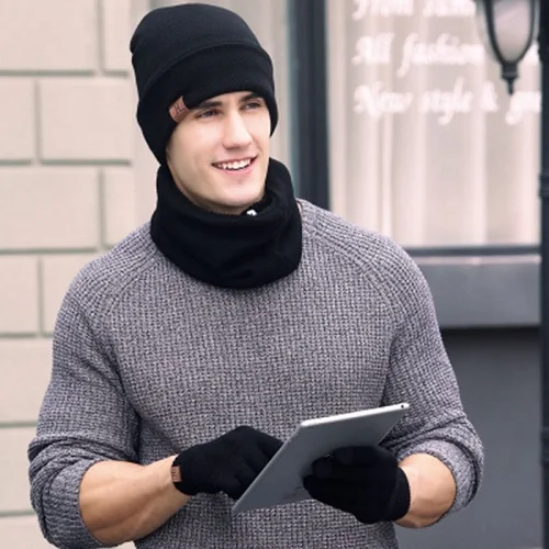3 шт./компл. зимняя шапка, шарф, перчатки для мужчин и женщин, уличная Толстая теплая вязаная шапка, шарфы, перчатки