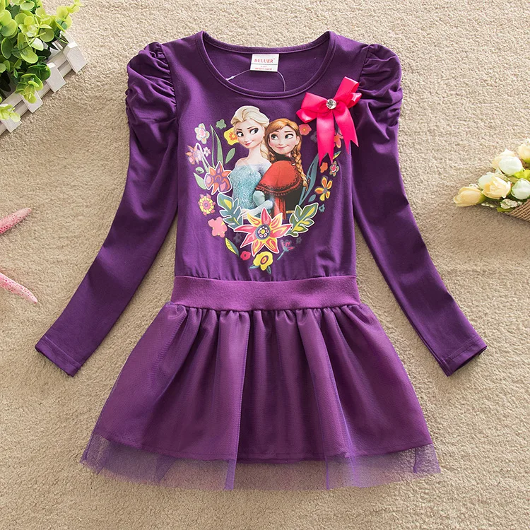 

baby girls long sleeve elsa clothes fashion 2016 cartoon elsa dress girl dress for girls children cotton clothes baby dress